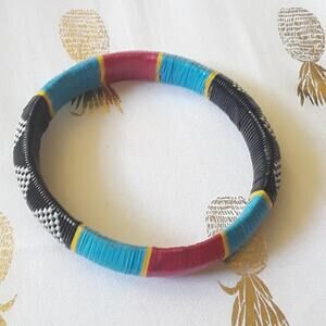 Aztec Black Blue Bracelet Tribal Bangle